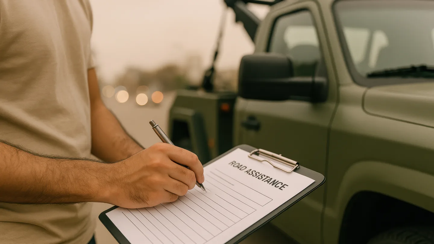Roadside assistance checklist and safety supplies