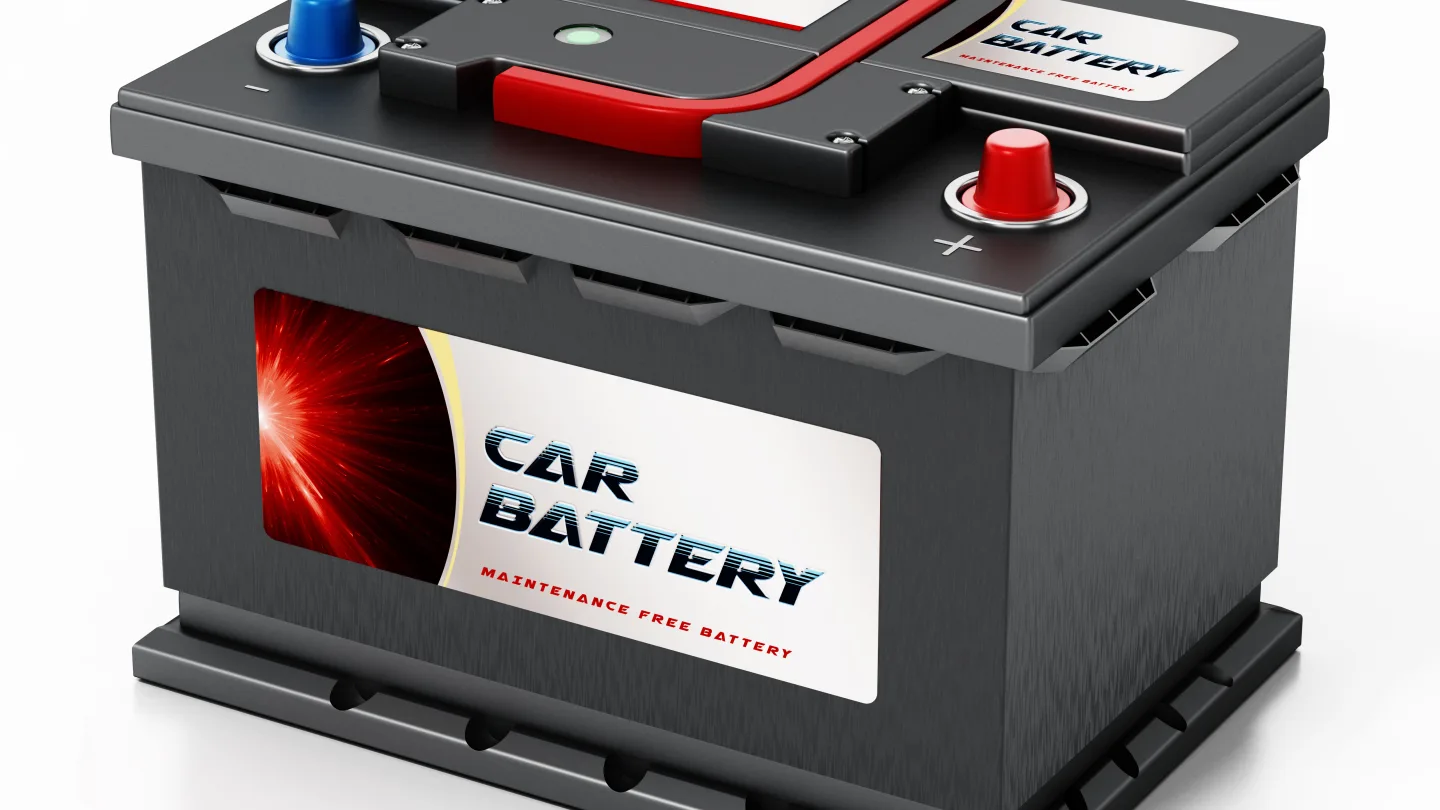 New replacement car battery ready for installation